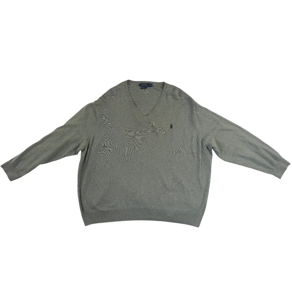 Polo Ralph Lauren Sweater Men's Size 3XB Gray Pima Cotton V Neck